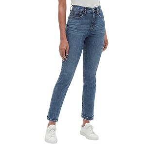 GAP High Rise‎ Cigarette Jeans Button Fly Stretch Women Size 8 29R Raw Hem NWT